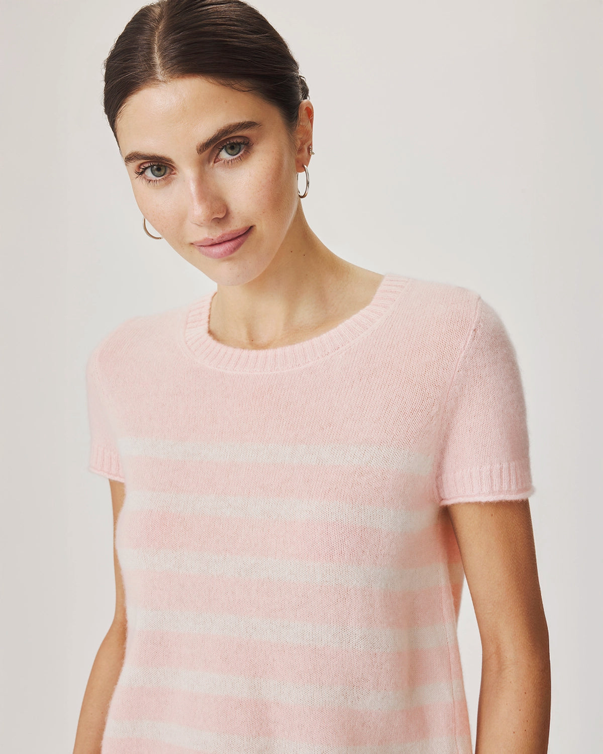 Splendid Emerson Stripe SS Sweater in Rose Petal/Shell RS6S271