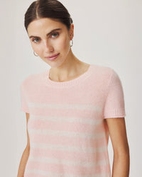 Splendid Emerson Stripe SS Sweater in Rose Petal/Shell RS6S271