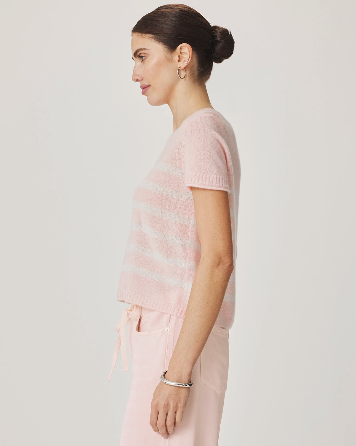 Splendid Emerson Stripe SS Sweater in Rose Petal/Shell RS6S271