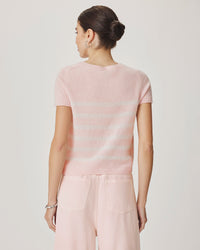 Splendid Emerson Stripe SS Sweater in Rose Petal/Shell RS6S271