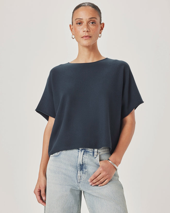 Splendid Christa Short Sleeve Sweater in Mood Indigo RS6S290
