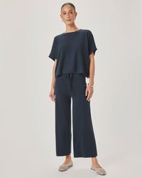 Splendid Christa Short Sleeve Sweater in Mood Indigo RS6S290