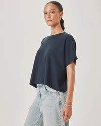 Splendid Christa Short Sleeve Sweater in Mood Indigo RS6S290