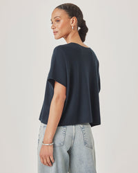 Splendid Christa Short Sleeve Sweater in Mood Indigo RS6S290