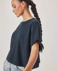 Splendid Christa Short Sleeve Sweater in Mood Indigo RS6S290