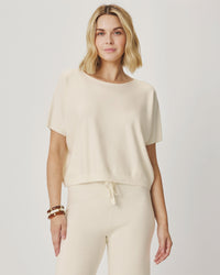 Splendid Christa Short Sleeve Sweater in Shell RS6S290