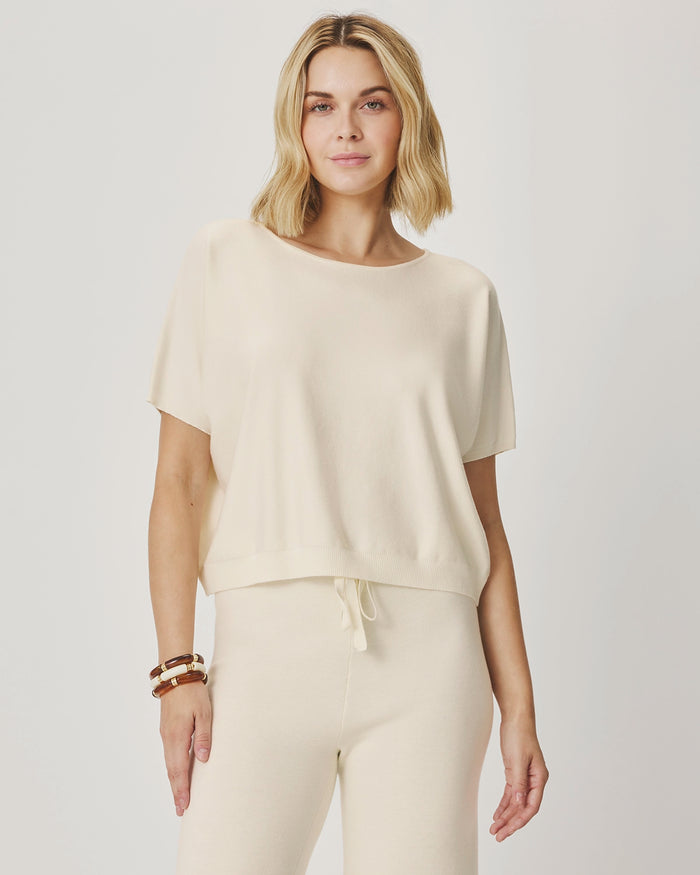 Splendid Christa Short Sleeve Sweater in Shell RS6S290
