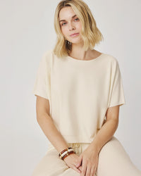Splendid Christa Short Sleeve Sweater in Shell RS6S290