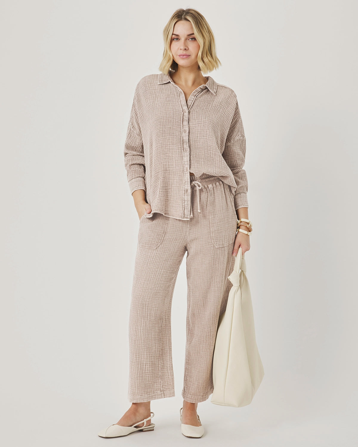 Splendid Ava Gauze Pant in Light Wicker RS6C860