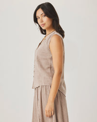 Splendid Ava Gauze Button Tank in Light Wicker RS6W000