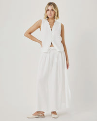 Splendid Ava Gauze Button Tank in White RS6W000