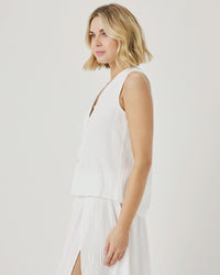 Splendid Ava Gauze Button Tank in White RS6W000