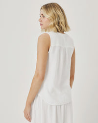 Splendid Ava Gauze Button Tank in White RS6W000
