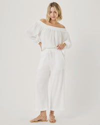 Splendid Ava Gauze Off Shoulder Top in White RS6W580