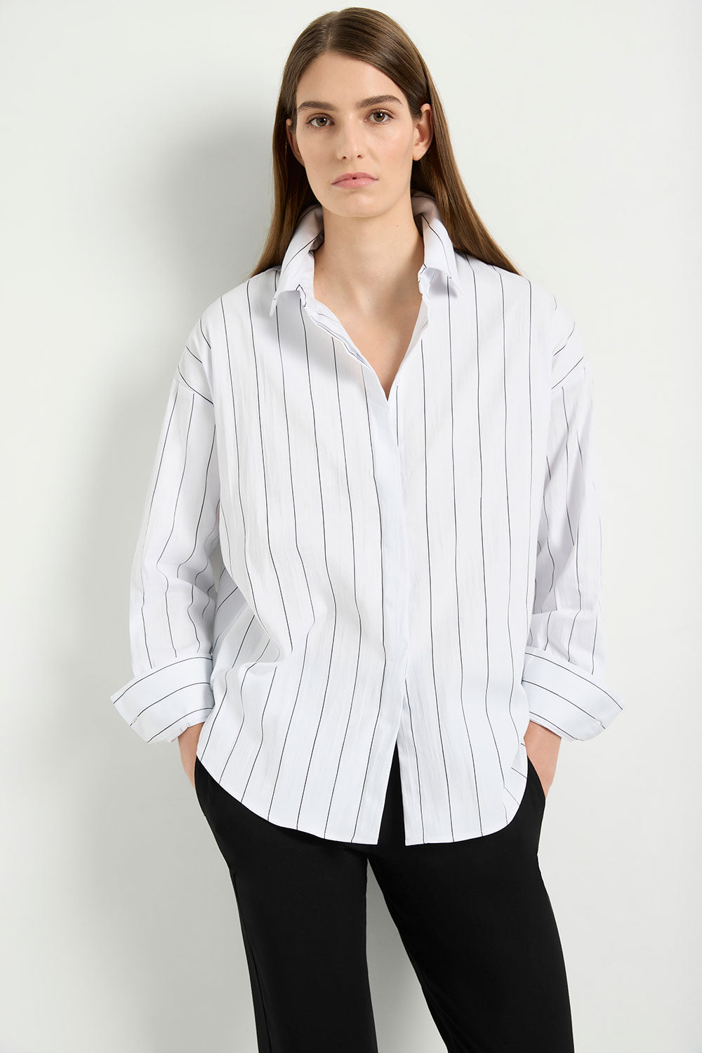 Mela Purdie Relaxed Mid Shirt in White/Black F727 8460
