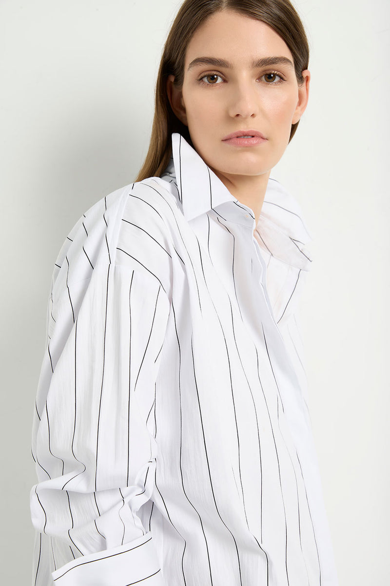 Mela Purdie Relaxed Mid Shirt in White/Black F727 8460