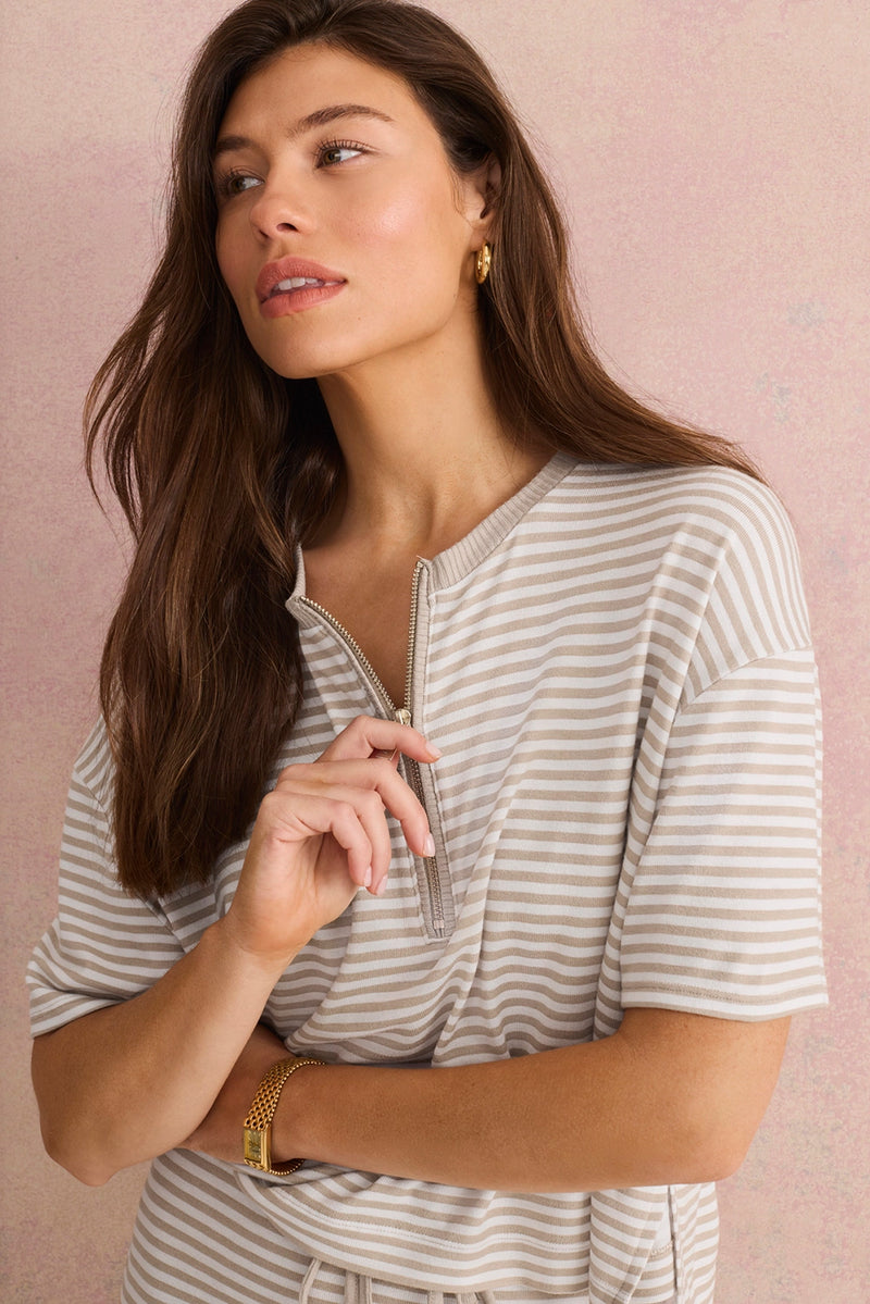 Splendid Brooke Stripe SS Top in Fawn Stripe RS5K630