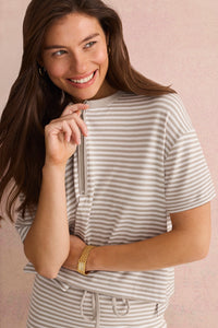 Splendid Brooke Stripe SS Top in Fawn Stripe RS5K630
