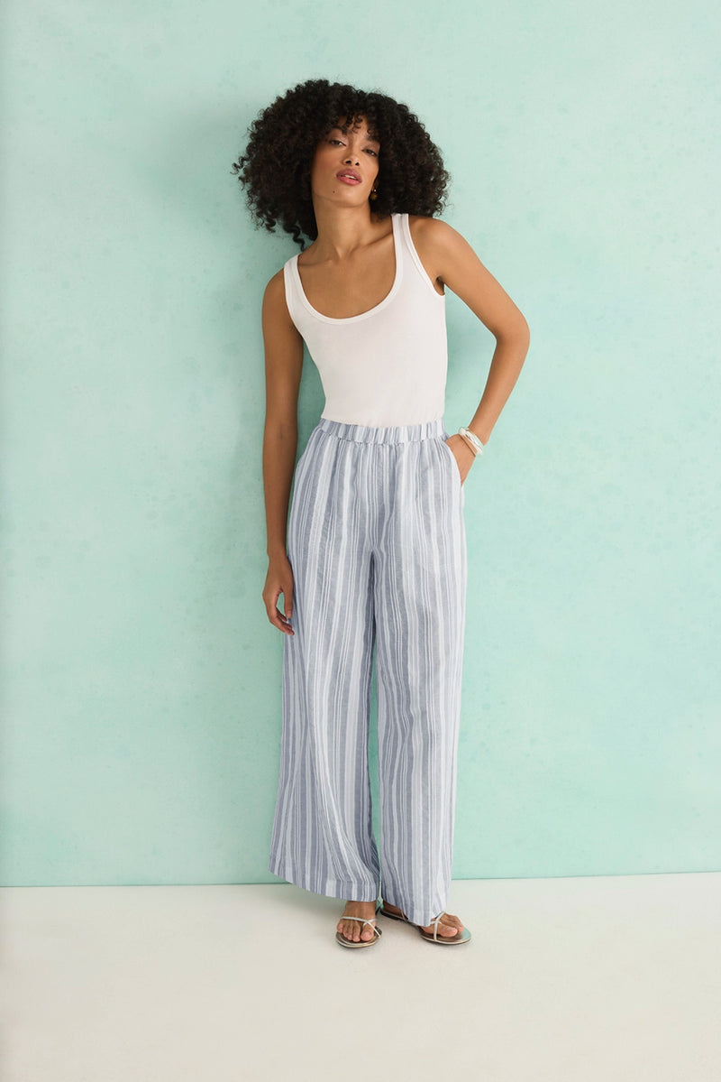 Splendid Raegan Stripe Pant in White/Seaport RS5C630
