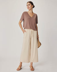 Splendid Kacey Bamboo V Neck SS Tee in Wicker RM4K422
