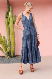 Splendid Iris Paisley Maxi Dress in Mood Indigo Paisley RS6D510