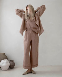Splendid Stella Linen Trim Pant in Wicker RS6C660