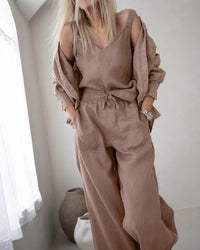 Splendid Stella Linen Trim Tank in Wicker RS6W060