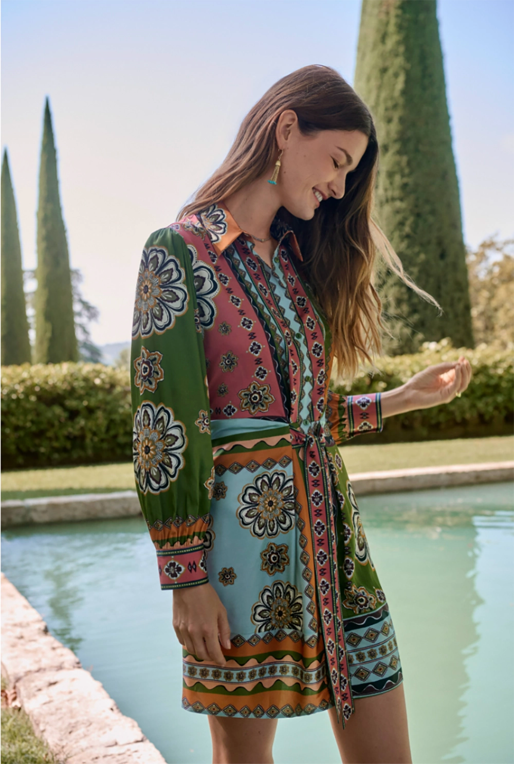 Johnny Was V-Neck Velour Dress - Virelle C33326-8 - Pre-Order October Delivery
