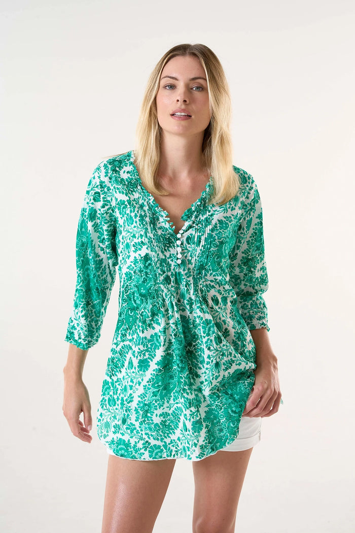 One Season Poppy Top-St Tropez-Cotton-Emerald