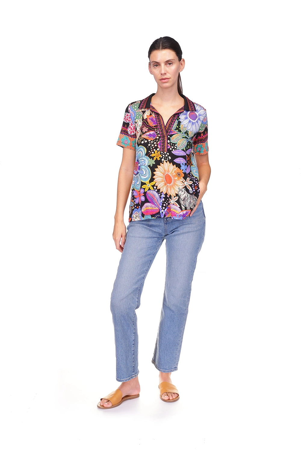 Johnny Was The Janie Favorite Short Sleeve Swing Polo  - Caetana T14225-3