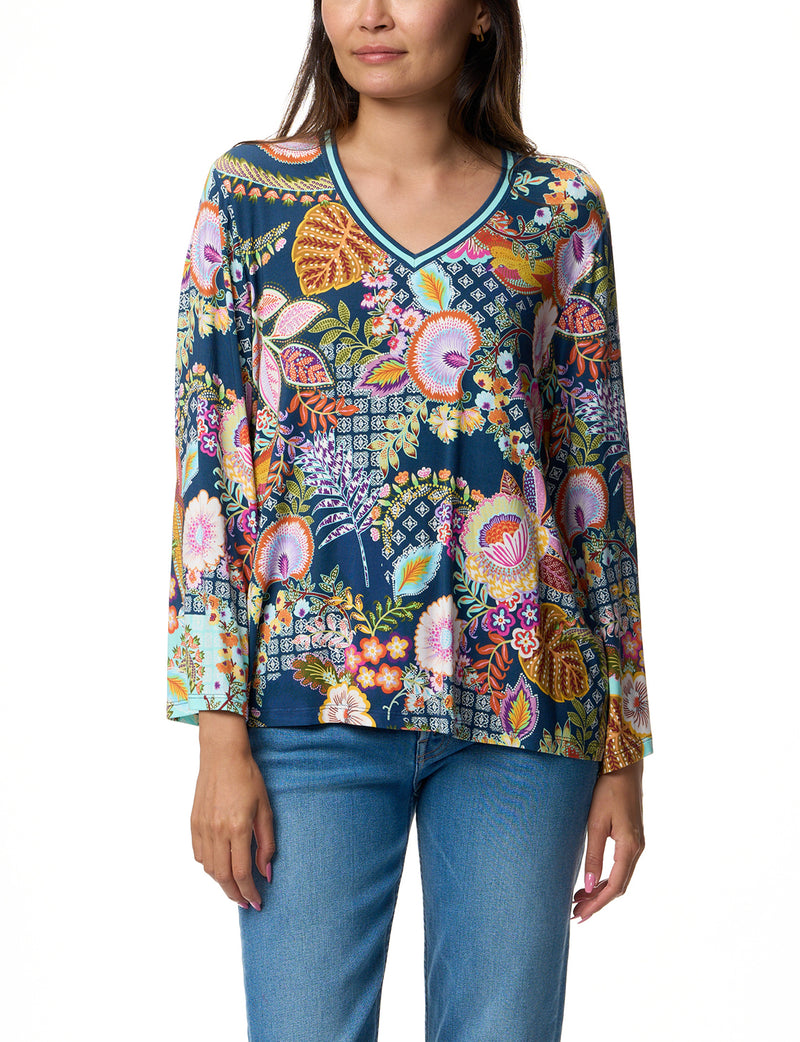 Johnny Was The Janie Favorite V-Neck Kimono Sleeve Tee - Wild T17024-1