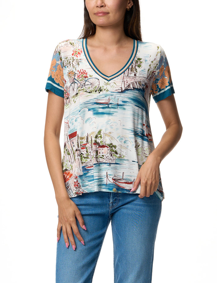 Johnny Was The Janie Favorite Short Sleeve V-Neck Swing Tee- T18024-3 - Pre Order May Delivery