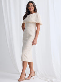 Trellis Lane Gabrielle Fitted Midi in Taupe TL1144