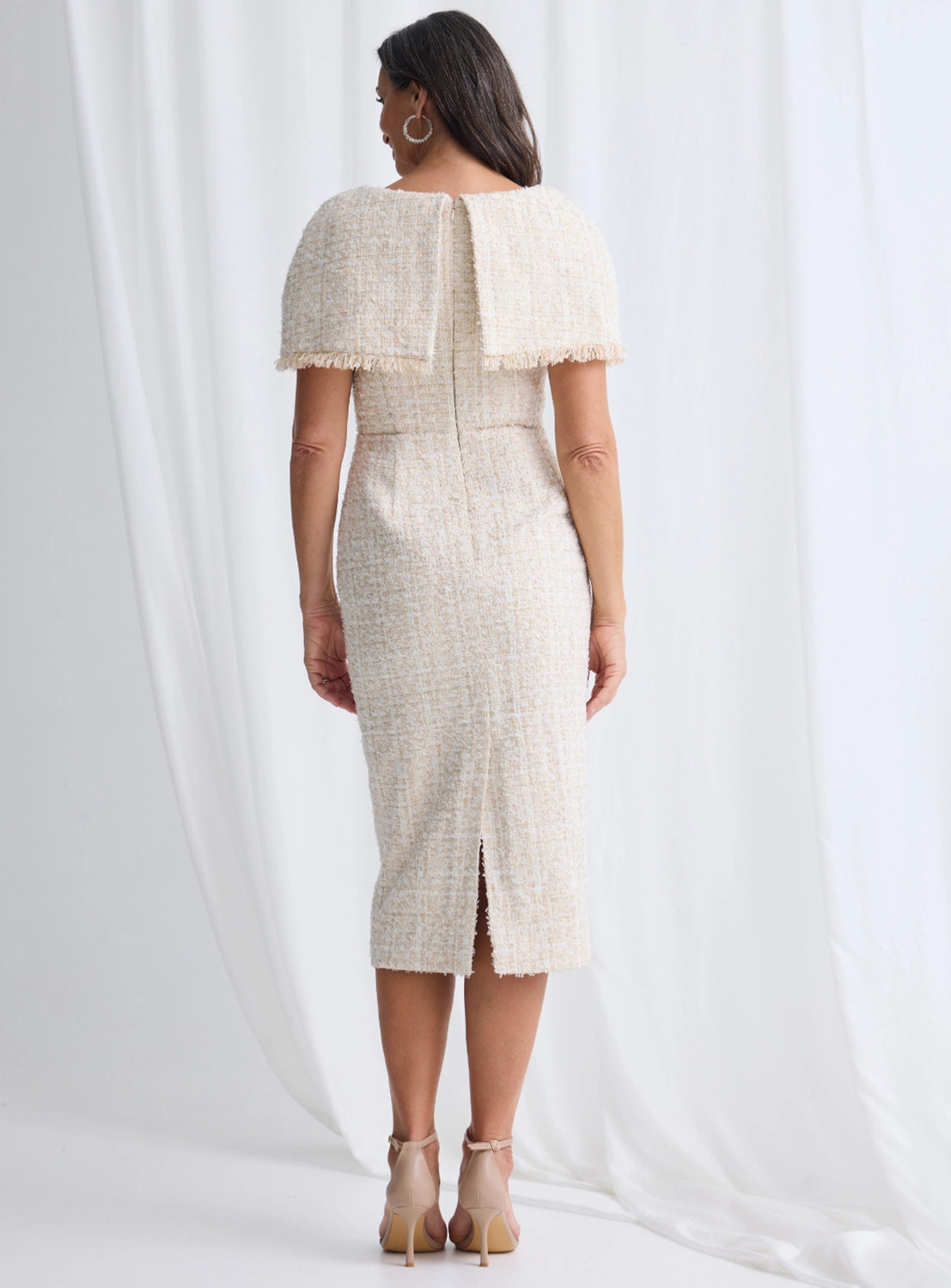 Trellis Lane Gabrielle Fitted Midi in Taupe TL1144