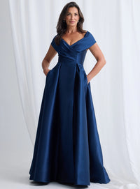 Trellis Lane Eloisa Off Shoulder Gown in Navy TL1167