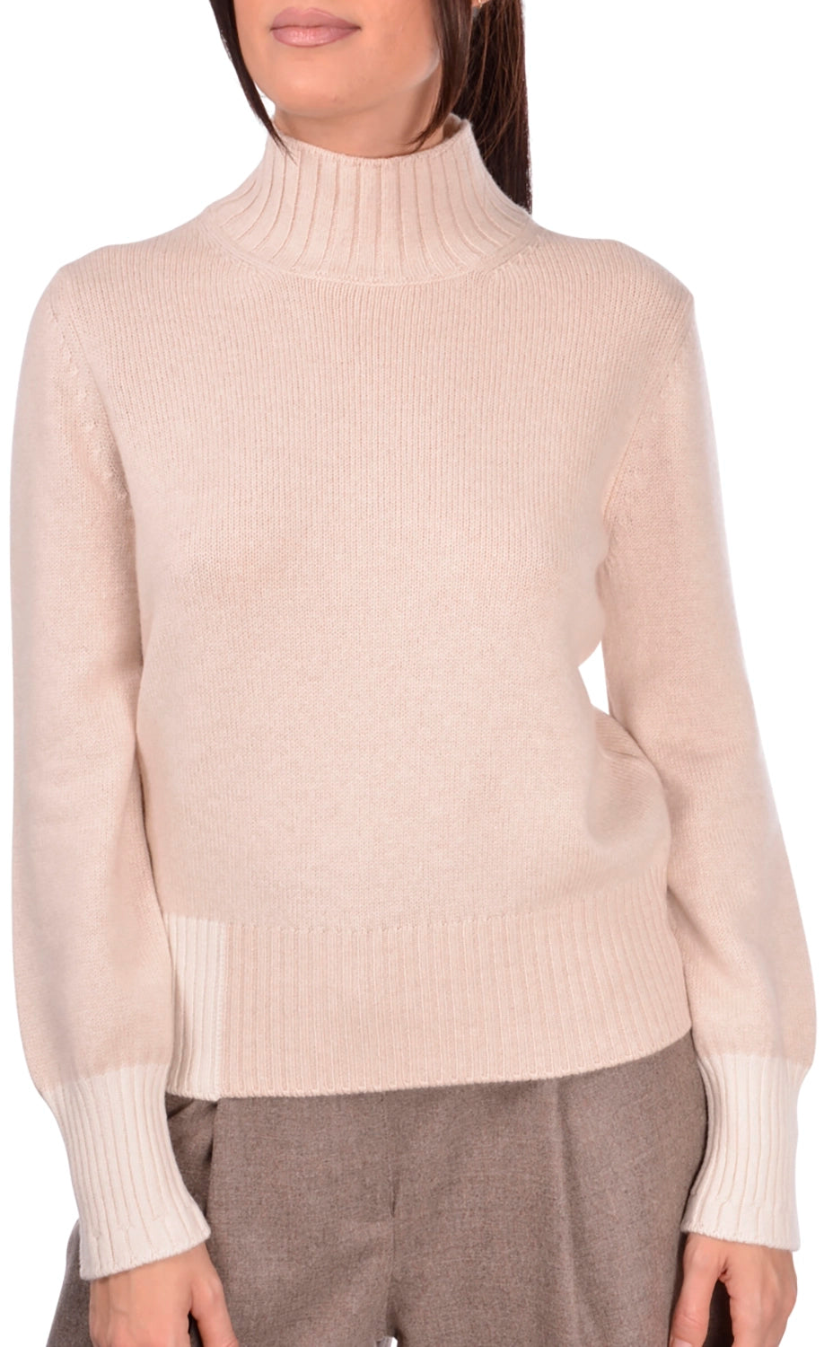 Gran Sasso Cashmere Mock Turtle Neck With Contrast Cuff 23280-23880