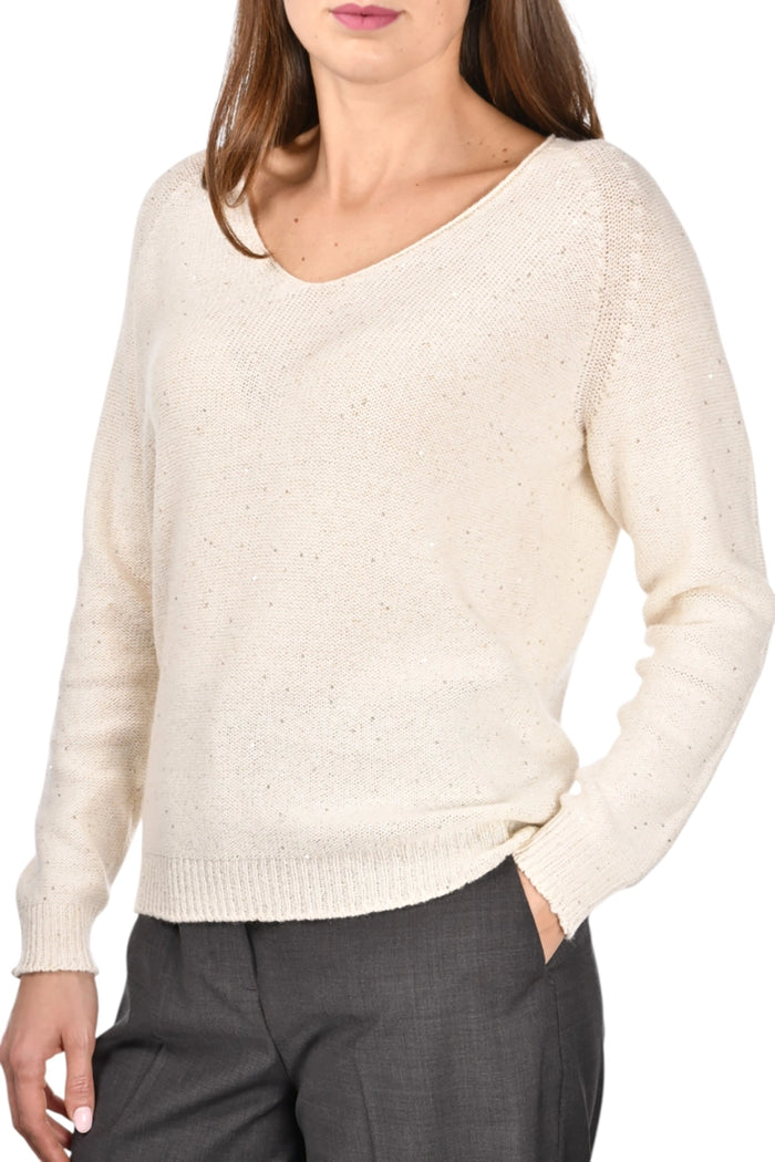 Gran Sasso V-Neck Knit with sequins 14203-33003