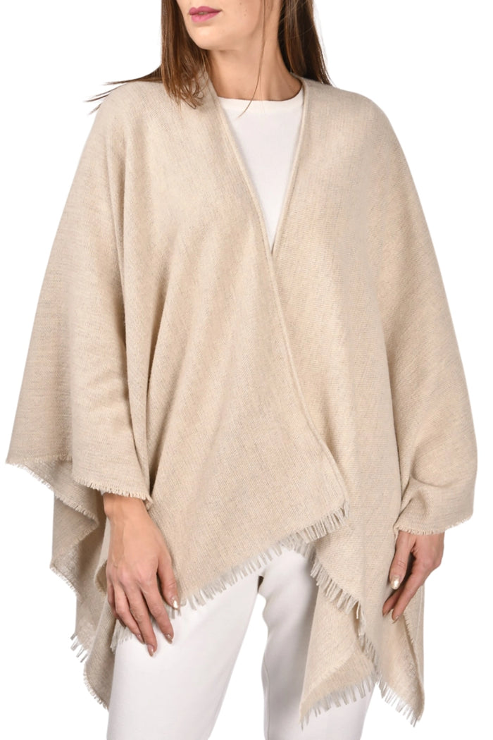 Gran Sasso Merino Wool Poncho with Fringes 93206-92600