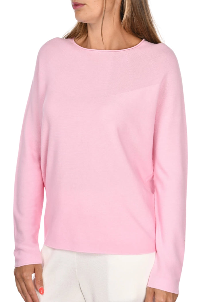 Gran Sasso Pure Cotton Links Knit Crew Neck in Pink 50277-14076