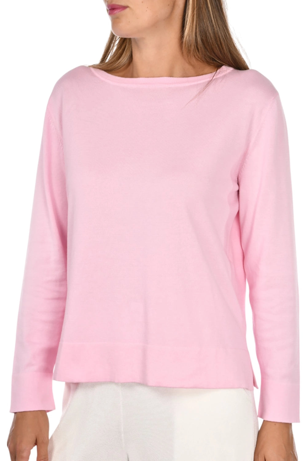 Gran Sasso Pure Cotton Boat Neck in Pink 57262-14006