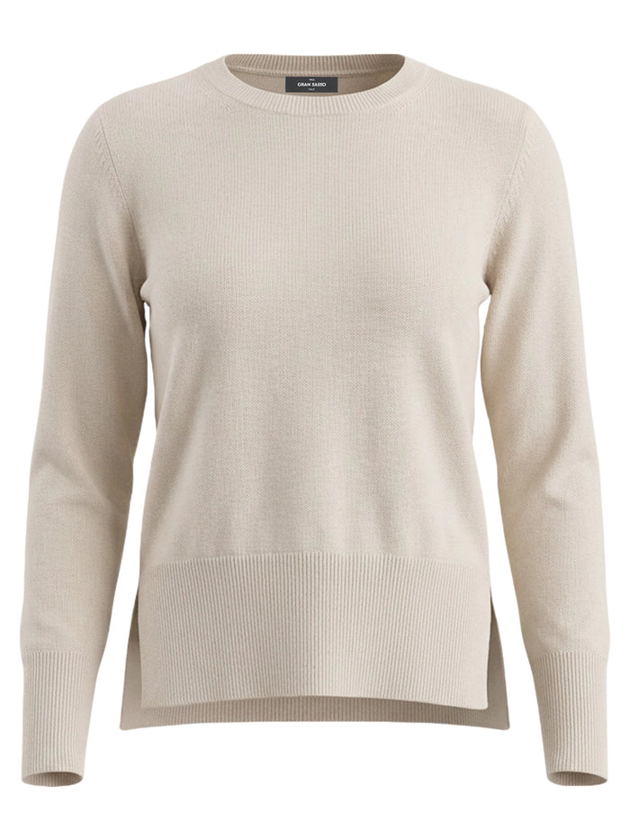 Gran Sasso Cashmere Lurex Crew Neck in Cream 58202-16102