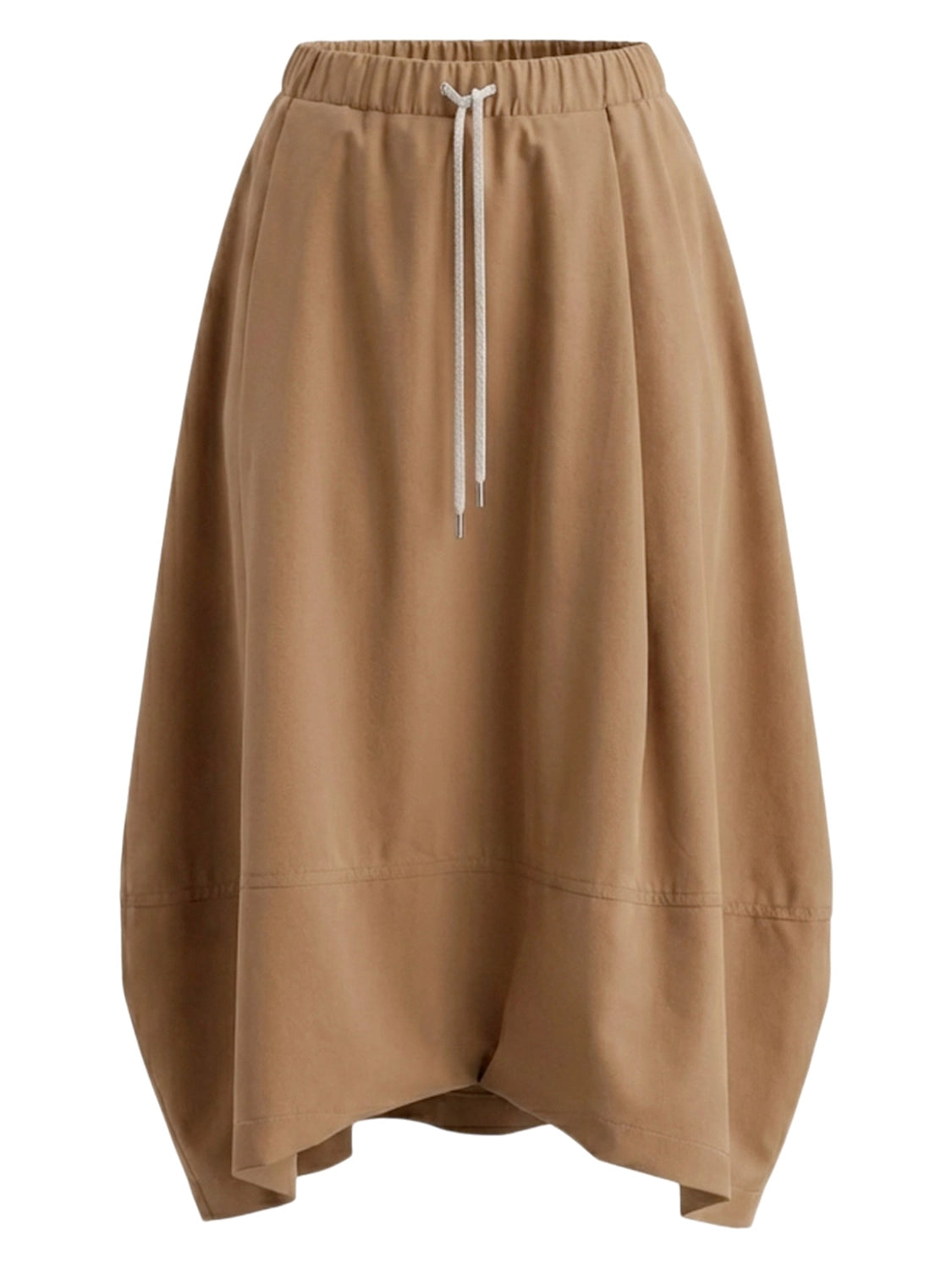 Gran Sasso Nylon Egg Shape Skirt with Elastic Waistband in Tobacco 74215-69363