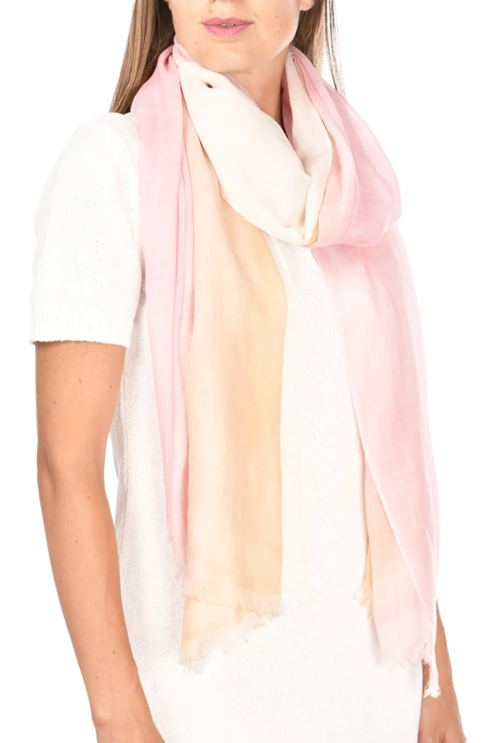 Gran Sasso 100% Fine Merino Ombre Scarf in Pink Tan 93210-93300