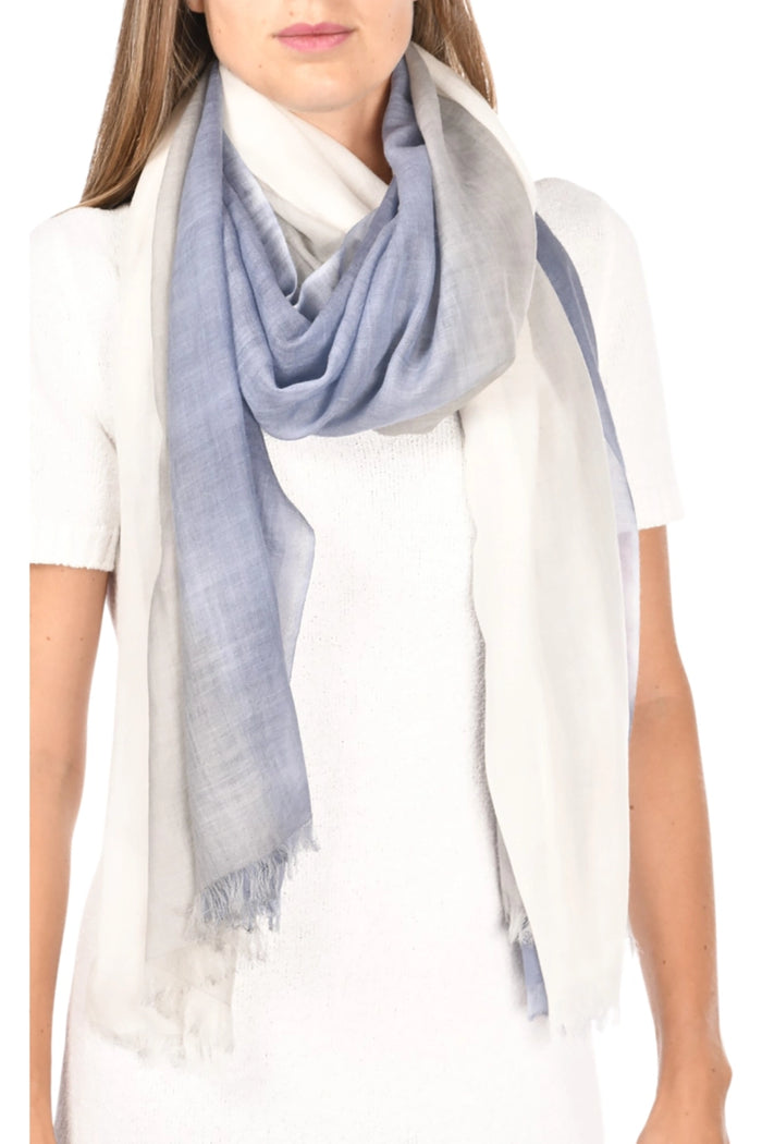Gran Sasso 100% Fine Merino Ombre Scarf in Blue Grey 93210-93300