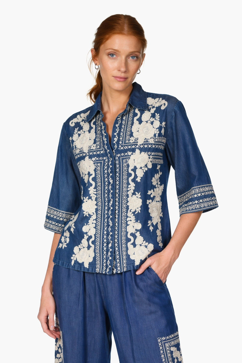 Johnny Was Short Kimono Sleeve Shirt- Randal W19326-2