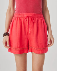 Splendid Stella Linen Trim Short in Scarlet RS6C460