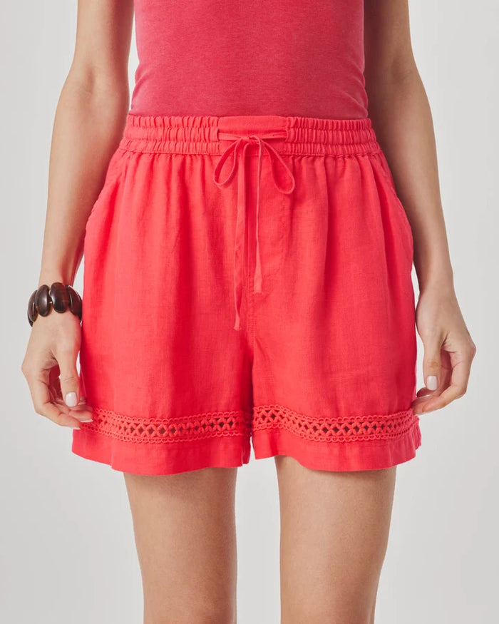 Splendid Stella Linen Trim Short in Scarlet RS6C460