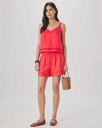 Splendid Stella Linen Trim Short in Scarlet RS6C460