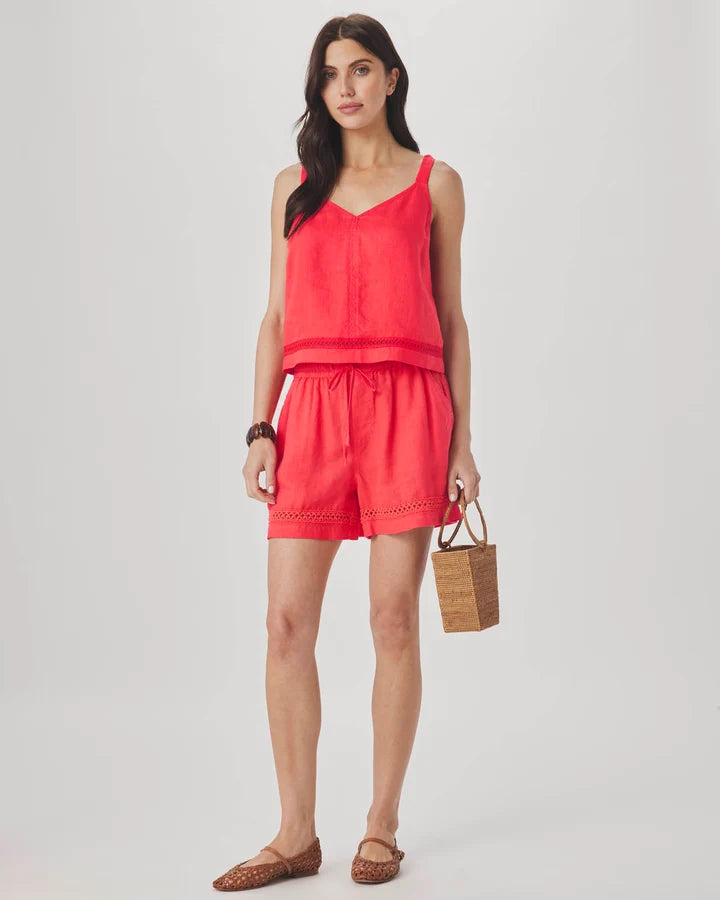 Splendid Stella Linen Trim Tank in Scarlet RS6W060