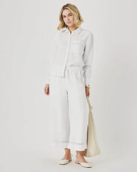 Splendid Stella Linen Trim Pant in White RS6C660